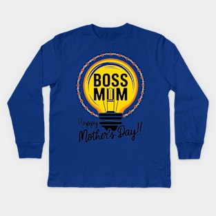 Boss Mom Happy mother's day | Mother's day Mom lover gifts Kids Long Sleeve T-Shirt